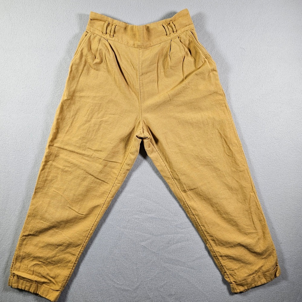American Eagle‎ High Waisted Pleated Tan Khaki Pants Medium Elastic Waist